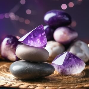 ''Mistik Ametist Kuvars Enerji Taşı Dijital Görseli 4K"
