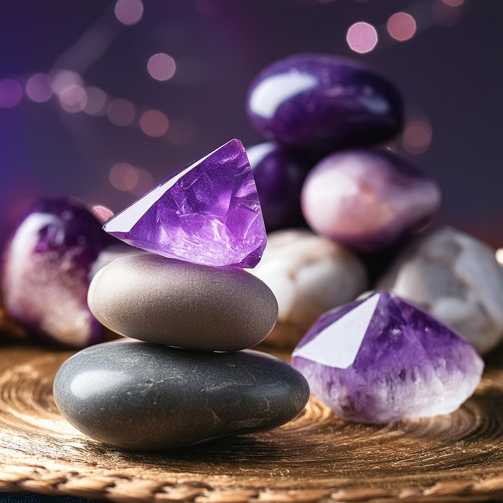 ''Mistik Ametist Kuvars Enerji Taşı Dijital Görseli 4K"