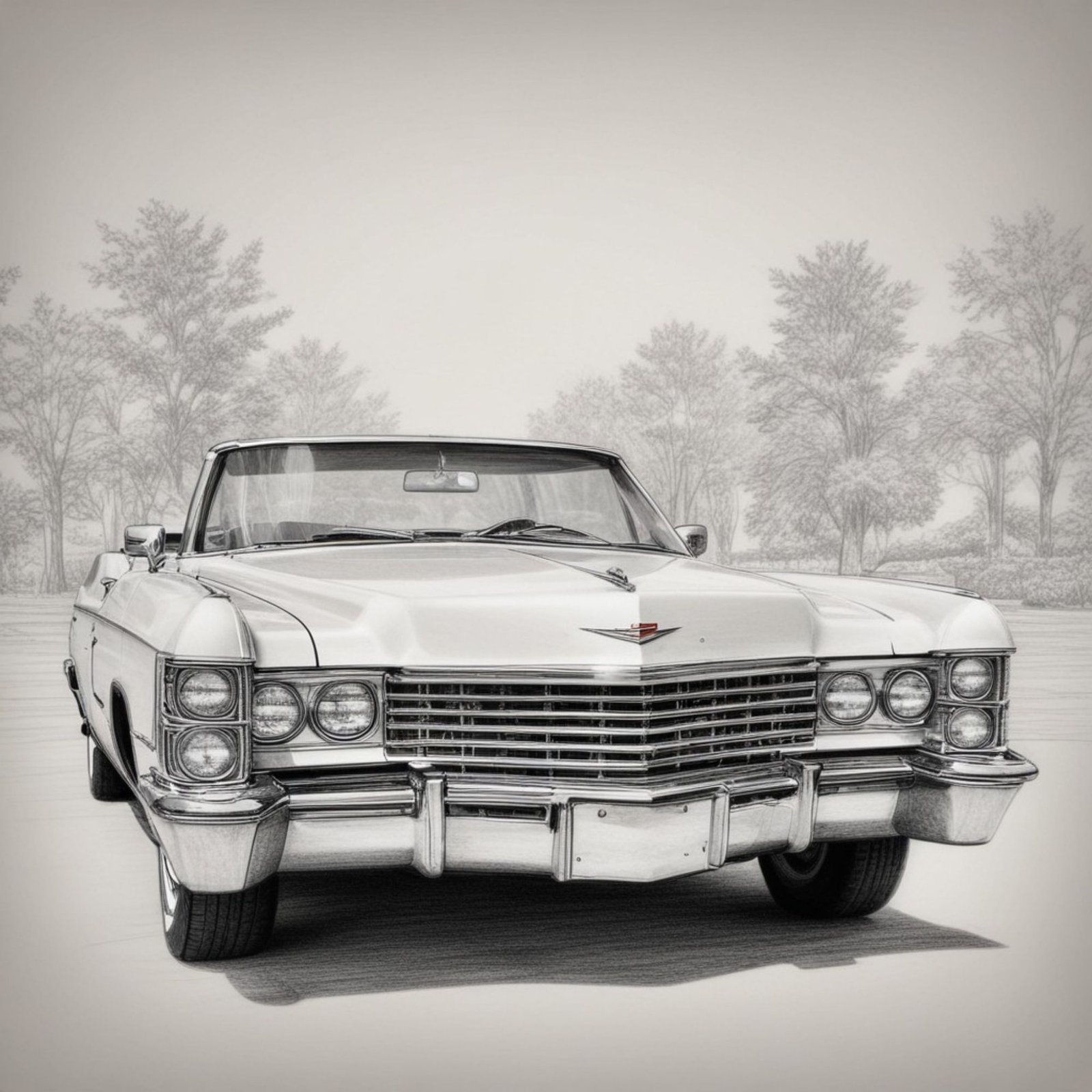 Vintage Cadillac Eskizi / Retro Otomobil Çizimi, Classic Car Sketch