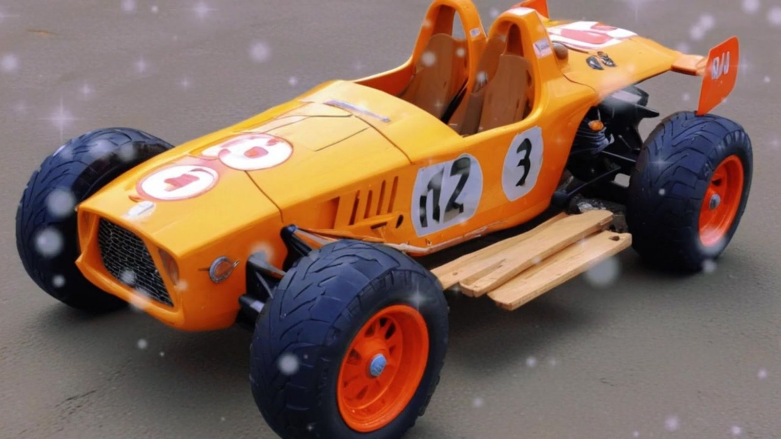 Retro Yarış Arabası Sanatı – Canlı Turuncu Klasik Formula / Vintage Speedster Art Print Men's Gift